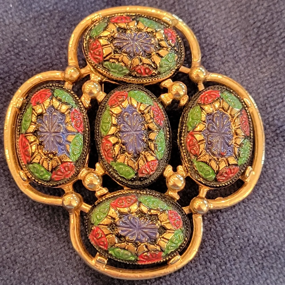 Trio of Brooches ~ Vintage ~ Sarah Coventry ~ Napier ~ Mosaic ~ Gold-Tone ~ Nice